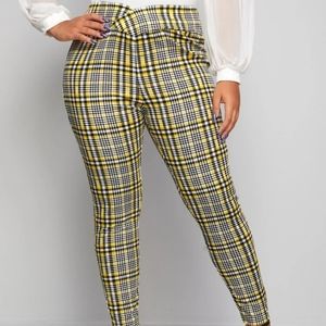 NWOT Asymmetrical waistband Tartan pants